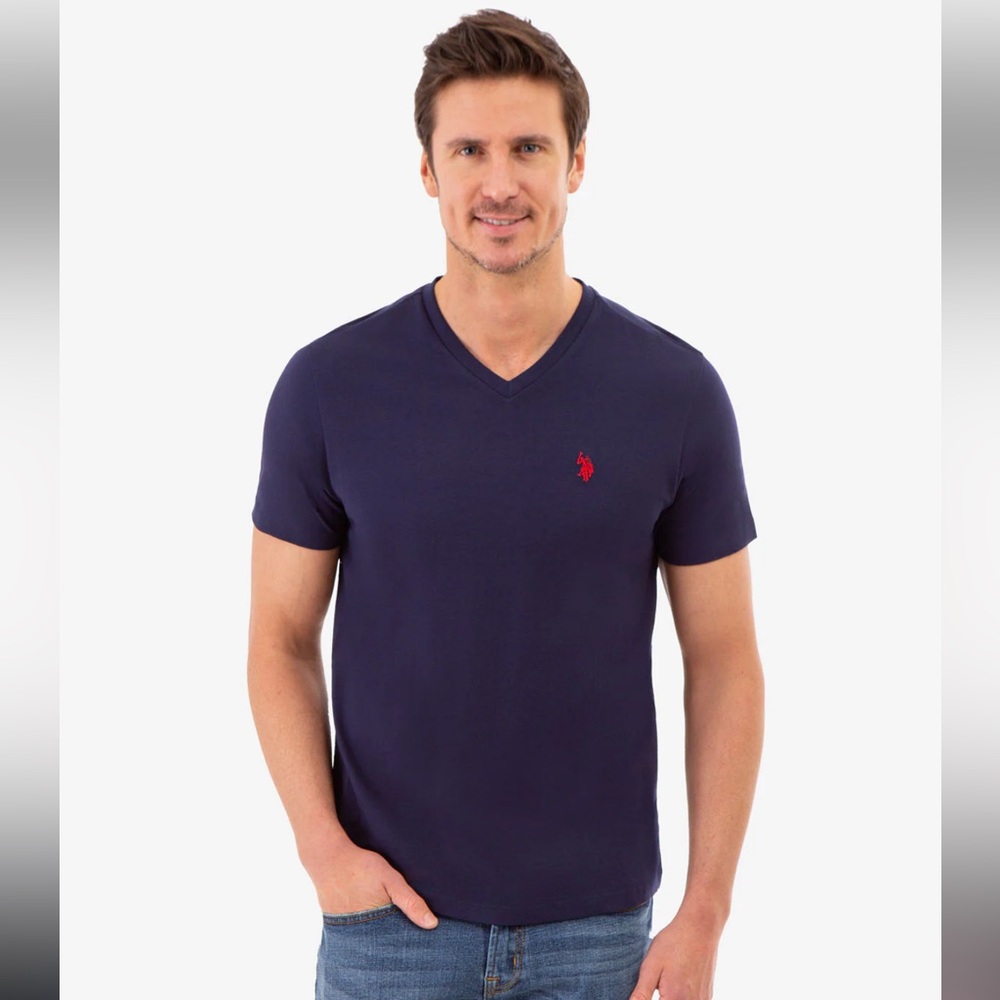 US Polo ASSN CottonNavy Blue V neck shirt L